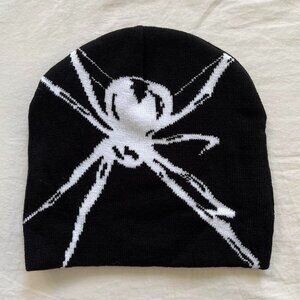 y2k 2000s grunge gothic punk spider black beanie